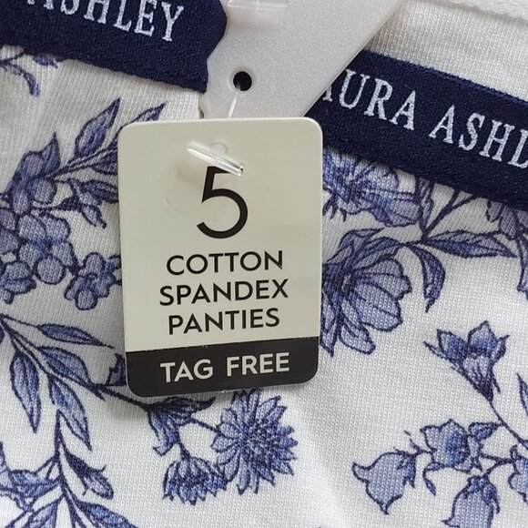 Laura Ashley 5-Pack Cotton Spandex Panties Medium Tag Free Floral & Solid Blue - Picture 4 of 13